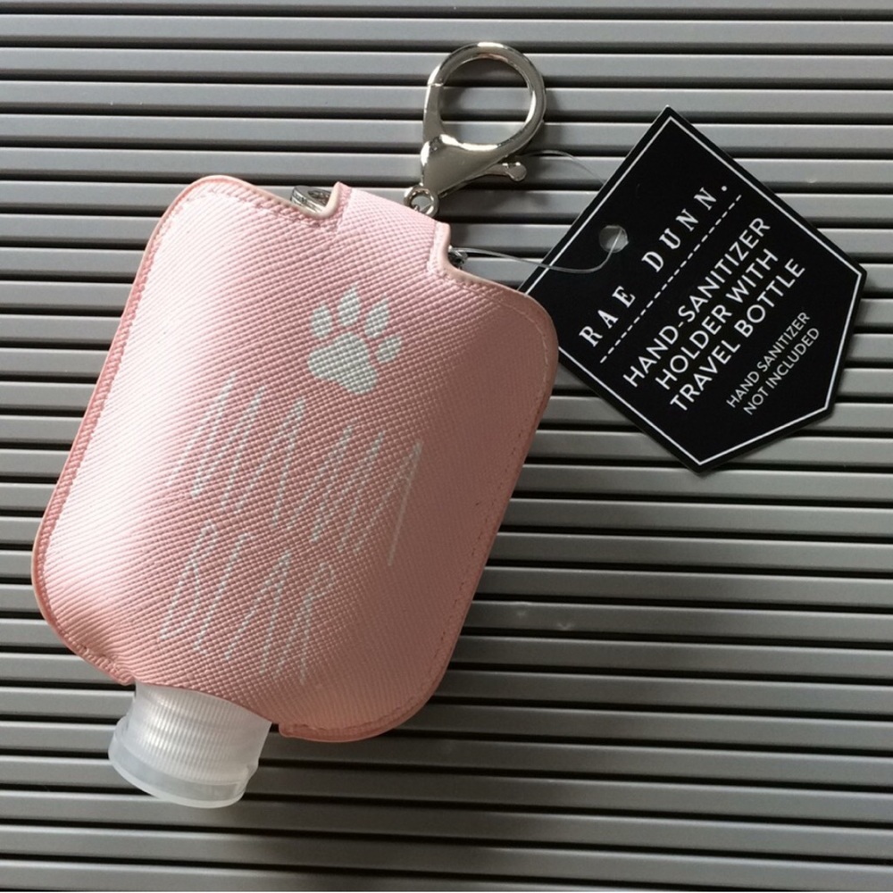 Rae Dunn MAMA BEAR Hand Sanitizer Holder with Travel Bottle pink